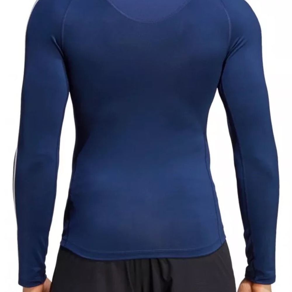 Adidas Men’s Techfit 3-Stripes Training Long Sleeve Tee/T-Shirt - Dark Blue - Picture 4 of 4